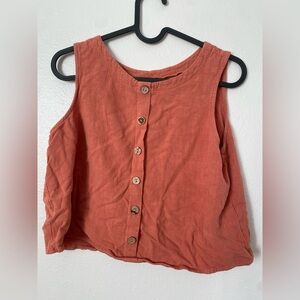 Matching Orange linen top and Pants Outfit with button details